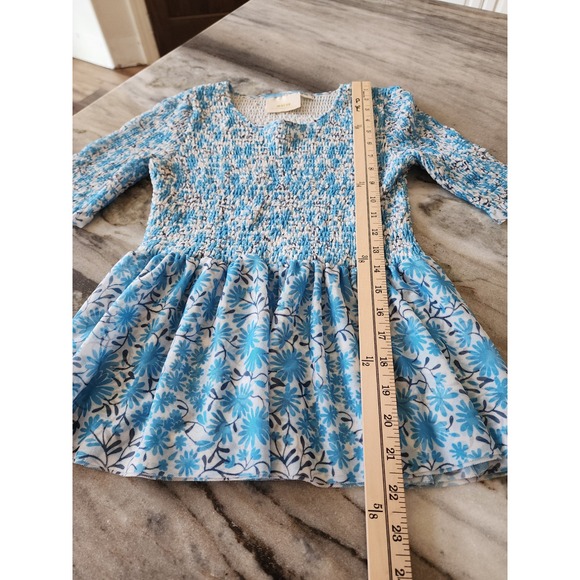 NWOT Maeve by Anthropologie Ashton Blue Floral Smocked Mesh Peplum Top XS - Picture 11 of 11